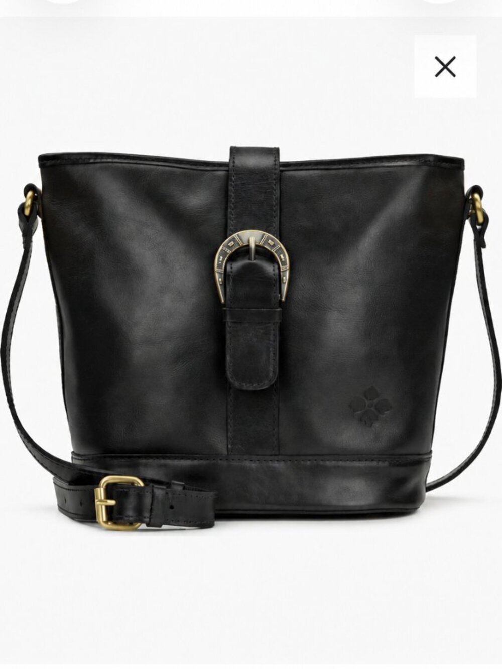 Patricia Nash Leather Wyola Bucket Crossbody Handbag Black